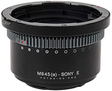 Load image into Gallery viewer, Fotodiox Pro IRIS Lens Mount Adapter Compatible with Mamiya 645 AF/AF-D Lenses to Sony E-Mount Cameras
