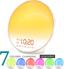 Load image into Gallery viewer, Wake Up Light Sunrise Alarm Clock for Kids, Heavy Sleepers, Bedroom, with Sunrise Simulation, Sleep Aid, Dual Alarms, FM Radio, Snooze, Nightlight, Daylight, 7 Colors, 7 Natural Sounds, Ideal for Gift