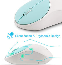 Load image into Gallery viewer, Wireless Keyboard and Mouse Combo, FD iK6630 2.4GHz Cordless Cute Round Key Set Smart Power-Saving Quiet Slim Combo for Laptop, Computer,TV and Mac (Mint Green & White)