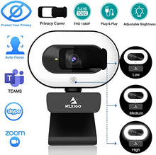 Load image into Gallery viewer, NexiGo StreamCam N930E with Software, 1080P Webcam with Ring Light and Privacy Cover, Auto-Focus, Plug and Play, Web Camera for Online Learning, Zoom Meeting Skype Teams, PC Mac Laptop Desktop