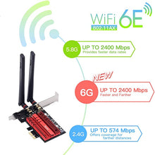 Load image into Gallery viewer, WiFi 6E AX210 WiFi Card BT5.2 6GHz 3000Mbps PCI-E Wireless Adapter WiFi 6E 7th Generation 802.11ac ax MU-MIMO Gigabit 2.4GHz 5GHz 3000Mbps ax210ngw PCIe WiFi BT Network Card OFDMA vPro for Desktop PC