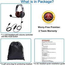 Load image into Gallery viewer, Emaiker Noise Cancelling USB Headphones with Microphone in-Line Controls for Drago Dictation, Over Ear PC Headphones for School Student On-Line Course Office Skype Call Zoom Microsoft Meeting