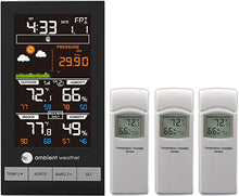 Load image into Gallery viewer, Ambient Weather WS-2801-X3 Advanced Wireless Color Forecast Station w/ 3 Remote Sensors