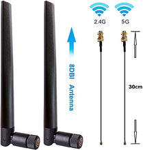 Load image into Gallery viewer, WiFi 6E (Gig+) Desktop Kit, AX210 Expands WiFi into 6GHz, 2230, 2x2 AX+BT 5.2+Tri-Band, Includes RF Cable (11 inch), 5dBi High Gain Antennas and Brackets