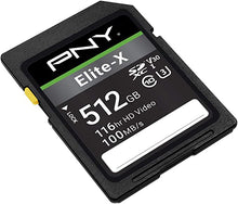 Load image into Gallery viewer, PNY 512GB Elite-X Class 10 U3 V30 SDXC Flash Memory Card (P-SD512U3100EX-GE)
