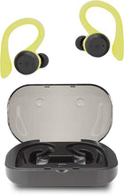 Load image into Gallery viewer, live iLive IAEBTW59B Truly Wireless Bluetooth Earbuds, Sporty Hook, Charging Case, IPX Waterproof, Neon Yellow/Black