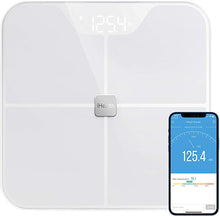 Load image into Gallery viewer, iHealth Nexus Body Fat Scale Smart BMI Scale Digital Bathroom Bluetooth Weight Scale, Body Composition Analyzer with Tempered Glass Platform, Large LED Backlit with Smartphone App, 400 lbs - White