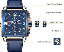 Load image into Gallery viewer, MEGIR Men's Analogue Army Military Chronograph Luminous Quartz Watch with Fashion Leather Strap for Sport & Business Work ML2061G