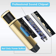 Load image into Gallery viewer, Studio Recording Microphone, ZealSound Condenser Broadcast Microphone w/Stand Built-in Sound Card Echo Recording Karaoke Singing for Phone Computer PC Garageband Smule Live Stream & YouTube (Gold)