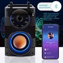 Load image into Gallery viewer, Bluetooth Speakers, Portable Wireless Speaker with Subwoofer Heavy Bass, 2 Loud Speaker, LED Lights, FM Radio, Remote Control, MP3 Player Powerful Speaker Suitable for Travel, Indoor and Outdoor