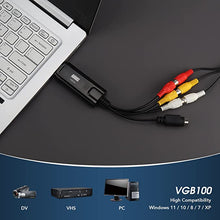Load image into Gallery viewer, August VGB100 - External USB Video Capture Card - S Video / Composite to USB Transfer Cable - Grabber Lead for Windows 10 / 8 / 7 / Vista / XP