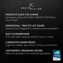 Load image into Gallery viewer, Panasonic SoundSlayer Wearable Gaming Speaker Developed with Final Fantasy XIV Online, Lightweight Wired Neck Speaker with Built-in Microphone and Dimensional Sound - SC-GN01 (Black)