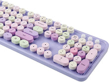 Load image into Gallery viewer, UBOTIE Colorful Computer Wireless Keyboard Mouse Combos, Typewriter Flexible Keys Office Full-Sized Keyboard, 2.4GHz Dropout-Free Connection and Optical Mouse (Purple-Colorful)