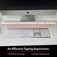 Load image into Gallery viewer, Macally Wireless Bluetooth Keyboard with Numeric Keypad - Multi Device Keyboard for Mac Pro/Mini, Apple iMac, MacBook, Laptop, Computer Windows PC. Android, Smartphones, Tablets (Aluminum Silver)