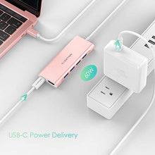 Load image into Gallery viewer, LENTION 3.3FT Long Cable USB C Multiport Hub with 4K HDMI, 4 USB 3.0, Type C Charging Compatible 2021-2016 MacBook Pro, New Mac Air, Other USB C Devices, Stable Driver Adapter (C35-1M, Rose Gold)
