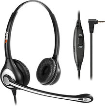 Load image into Gallery viewer, Wantek Telephone Headset with Microphone Noise Cancelling, Office Phone Headsets 2.5mm Jack Compatible with Panasonic AT&T ML17929 RCA Vtech Uniden Dect Cisco SPA Polycom and Cordless Phones(F602J25P)
