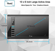Load image into Gallery viewer, Graphics Drawing Tablet, UGEE M708 10 x 6 inch Large Drawing Tablet with 8 Hot Keys, Passive Stylus of 8192 Levels Pressure, UGEE M708 Graphics Tablet for Paint, Design, Art Creation Sketch