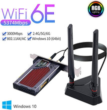 Load image into Gallery viewer, fenvi AX210 AX210NGW WiFi 6E PCI-E Wifi Card BT5.2 802.11ax Desktop Adapter MU-MIMO 2.4GHz 5GHz 6GHz Extended to 5400Mbps OFDMA Miracast vPro for gaming(Only wifi 6E router antennas support 6Ghz Band)