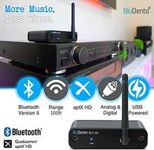Load image into Gallery viewer, BluDento True Hi-Fi aptX HD Bluetooth 5.0 Music Receiver Long Range, Built-in Burr Brown DAC, for Streaming Audio to Any A/V Receiver, Powered Speaker, Amplifier