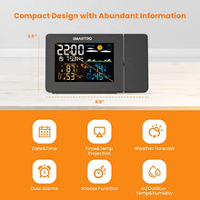 Load image into Gallery viewer, SMARTRO SC91 Projection Alarm Clock for Bedrooms with Weather Station, Wireless Indoor Outdoor Thermometer, Temperature Humidity Monitor Gauge Hygrometer