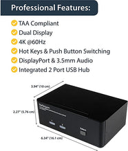 Load image into Gallery viewer, StarTech.com 2-Port DisplayPort KVM Switch - Dual-Monitor - 4K 60 - with Audio & USB Peripheral Support - DP 1.2 - USB Hub (SV231DPDDUA2)