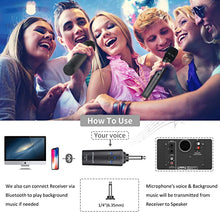 Load image into Gallery viewer, KITHOUSE K380A Wireless Microphone Karaoke Microphone Wireless Mic Dual with Rechargeable Bluetooth Receiver System Set - UHF Handheld Cordless Microphone for Singing Speech Church(Elegant Black)