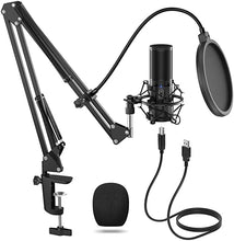 Load image into Gallery viewer, TONOR USB Microphone Kit, Streaming Podcast PC Cardioid Condenser Computer Mic for Gaming, YouTube Video, Recording Music, Voice Over, Studio Mic Bundle with Adjustment Arm Stand(Q9)