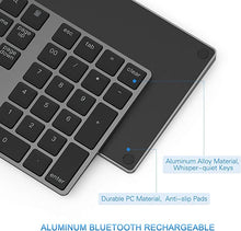 Load image into Gallery viewer, Bluetooth Number Pad, Lekvey Aluminum Rechargeable Wireless Numeric Keypad Slim 34-Keys External Numpad Keyboard Data Entry Compatible for Macbook, MacBook Air/Pro, iMac Windows Laptop Surface Pro etc