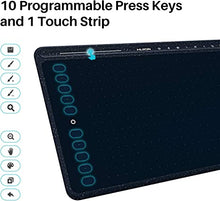 Load image into Gallery viewer, 2020 HUION HS611 Graphics Drawing Tablet Android Supported Pen Tablet Tilt Function Battery-Free Stylus 8192 Pen Pressure with 8 Multimedia Keys 10 Express Keys and Touch Strip(Starry Blue)