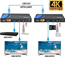 Load image into Gallery viewer, 4K UltraHD Extender over HDBaseT by OREI , Balun Full 18Gbps Over CAT 5/6/7 Ethernet Cable - IR Signal - 230 Ft @ 1080P - 130 Ft @ 4K 60hz