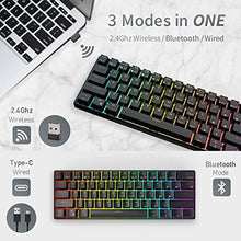 Load image into Gallery viewer, RK ROYAL KLUDGE RK61 2.4Ghz Wireless/Bluetooth/Wired 60% Mechanical Keyboard, 61 Keys RGB Hot Swappable Red Switch Gaming Keyboard with Software for Win/Mac