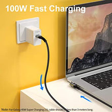 Load image into Gallery viewer, USB C to USB C 3.1 Gen 2 Cable 6ft 90-Degree Fasgear Type C 100W Cord 4K@60Hz Video Output 5A Power Delivery Charging Wire Compatible for MacBook,iPad Pro,Pixelbook,Oculus Link,T5 LaCie SSD (Black)