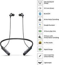 Load image into Gallery viewer, Philips Audio Wireless Neckband Headphones PN505 with Active Noise Canceling, Voice Assistance, Up to 14hours Play time, Hi-Res Audio (TAPN505BK), Black
