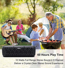 Load image into Gallery viewer, ABFOCE Solar Bluetooth Speaker Portable Outdoor Bluetooth IPX6 Waterproof Speaker with 5000mAh Power Bank,60 Hours Play Time Dual Speaker with Mic, Stereo Sound with Bass Home Wireless Speaker-Black