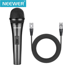 Load image into Gallery viewer, Neewer Cardioid Dynamic Microphone with XLR Male to XLR Female Cable, Rigid Metal Construction for Professional Musical Instrument Pickup, Vocals, Broadcasting, Speech, Black (NW-040)