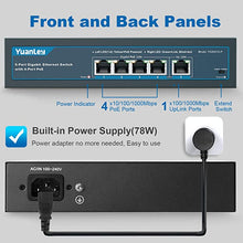 Load image into Gallery viewer, YuanLey 5 Port Gigabit PoE Switch with 4 Port PoE+ 1000Mbps, 802.3af/at 78W Built-in Power, Fanless Metal Unmanaged Plug & Play