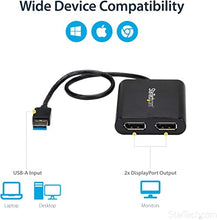 Load image into Gallery viewer, StarTech.com USB 3.0 to Dual DisplayPort Adapter 4K 60Hz, DisplayLink Certified, Video Converter with External Graphics Card - Mac & PC (USB32DP24K60)