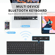 Load image into Gallery viewer, iClever BK10 Bluetooth Keyboard, Universal Wireless Keyboard, Rechargeable Bluetooth 5.1 Multi Device Keyboard with Number Pad Full Size Stable Connection for Windows, iOS, Android