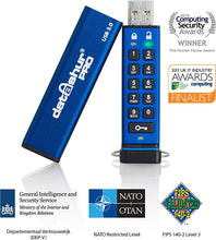 Load image into Gallery viewer, iStorage datAshur PRO 128GB | Encrypted UBS Memory Stick | FIPS 140-2 Level 3 Certified | Password Protected | Dust/Water Resistant. IS-FL-DA3-256-128
