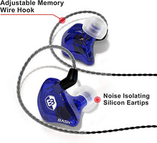 Load image into Gallery viewer, BASN Bsinger BC100 in Ear Monitor Headphones Universal Fit Noise Isolating IEM Earphones for Musicians Singers Studio Audiophiles (Blue)