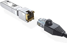Load image into Gallery viewer, 10Gb SFP+ to RJ45 Module, 10Gbase-T Ethernet SFP+ Copper Transceiver for Dell GP-10GSFP-T, MikroTik, Ubiquiti, Unifi, Netgear, QNAP, D-Link and More, Cat6a/Cat7,30m (98ft)