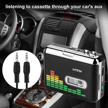 Load image into Gallery viewer, USB Cassette to MP3 Converter, Portable Walkman Cassette Audio Music Player Tape-to-MP3 Converter with Earphones, Volume Control, No PC Required (Black)