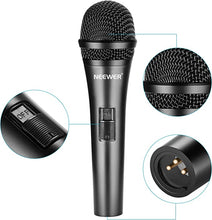 Load image into Gallery viewer, Neewer Cardioid Dynamic Microphone with XLR Male to XLR Female Cable, Rigid Metal Construction for Professional Musical Instrument Pickup, Vocals, Broadcasting, Speech, Black (NW-040)