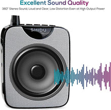 Load image into Gallery viewer, Voice Amplifier, SHIDU Original Wireless Voice Amplifiers 10W Rechargeable Portable Mini PA System Speaker with UHF Wireless Microphone Headset for Teachers, Yoga, Tour Guides, Coaches, Classroom