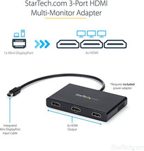 Load image into Gallery viewer, StarTech.com 3 Port Mini DisplayPort MST Hub - 4K 30Hz - Mini DP to HDMI Video Splitter for Multiple Monitors - mDP to HDMI (MSTMDP123HD) Black