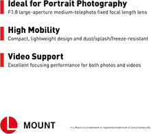 Load image into Gallery viewer, PANASONIC LUMIX S Series Camera Lens, 85mm F1.8 L Mount Interchangeable Lens for Mirrorless Full Frame Digital Cameras, S-S85, Black