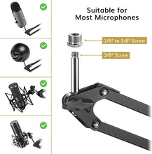 Load image into Gallery viewer, Microphone Stand Extension Arm, TONOR Studio Suspension Scissor Boom Arm with Pop Filter, 3/8" to 5/8" Adapter, Mic Clip, Upgraded Heavy Duty Clamp for Blue Yeti Snowball Ice and Other Mics(T30)