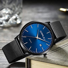 Load image into Gallery viewer, CRRJU Men's Watches Ultra Thin Fashion Elegent Men Wristwatches,7MM Stainsteel Steel Mesh Band Waterproof Watch