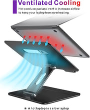 Load image into Gallery viewer, Laptop Stand, brocoon Adjustable Laptop MacBook Stand for Desk, Ergonomic Aluminum Computer Stand with Heat-Vent, Laptop Riser Compatible for 10-17" Laptops