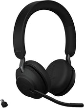 Load image into Gallery viewer, Jabra Evolve2 65 UC Wireless Headphones with Link380c, Stereo, Black – Wireless Bluetooth Headset for Calls and Music, 37 Hours of Battery Life, Passive Noise Cancelling Headphones